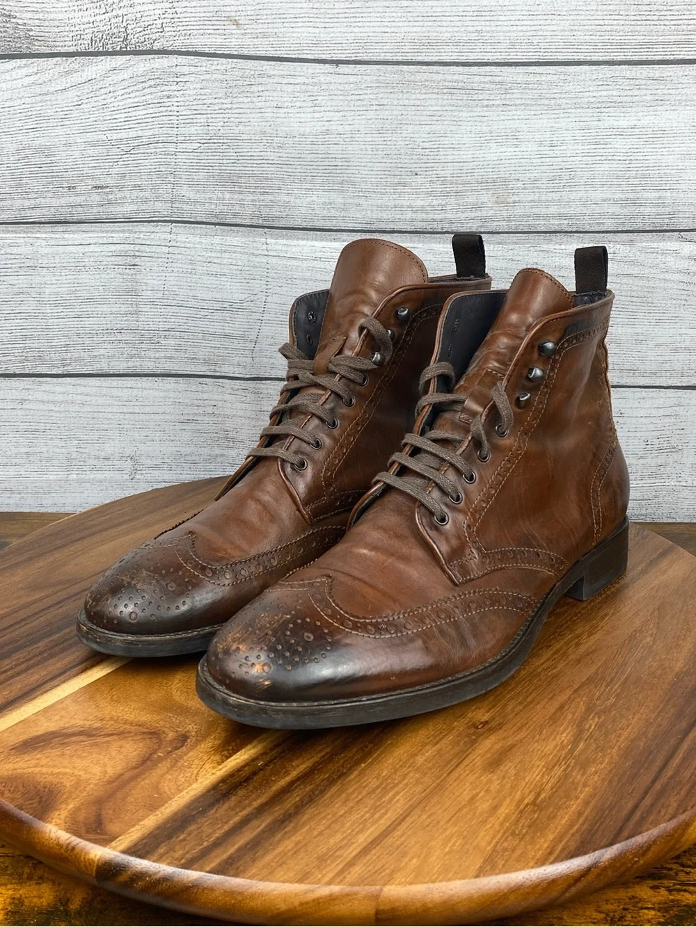 To Boot New‎ York Adam Derrick 79728 Brown Leather Wingtip Boots Lace up Mens 10